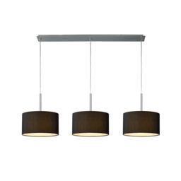 Baymont Polished Chrome 3 Light E27 Linear Pendant With 30cm x 17cm Faux Silk Shade, Black/White Laminate - thumbnail 1
