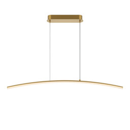 Curve Modern Bar Pendant Ceiling Light Brass 1150lm White Shade - thumbnail 1