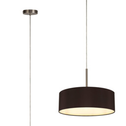 Baymont Satin Nickel 5 Light E27 Single Pendant, With 45cm x 15cm Faux Silk Shade, Black - thumbnail 1