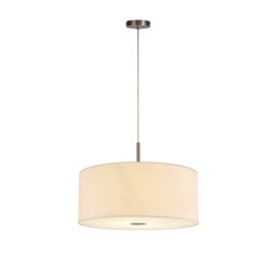 Baymont Satin Nickel 5 Light E27 Single Pendant With 60cm x 22cm Faux Silk Shade, Ivory Pearl/White Laminate - thumbnail 5
