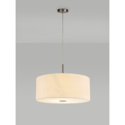 Baymont Satin Nickel 5 Light E27 Single Pendant With 60cm x 22cm Faux Silk Shade, Ivory Pearl/White Laminate - thumbnail 2