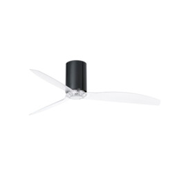 Mini Medium Ceiling Fan Clear, Black Gloss - Optional LED Light Sold Separately - thumbnail 1