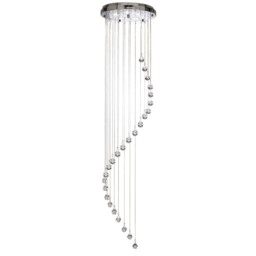 Hallway 5 Light Spiral Cluster Pendant Chrome with Crystals, GU10