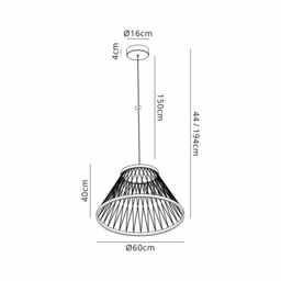 Spider 60cm Pendant, 43W LED, 3000K, 2800lm, Matt Brushed Grey/Brown, 3yrs Warranty - thumbnail 3