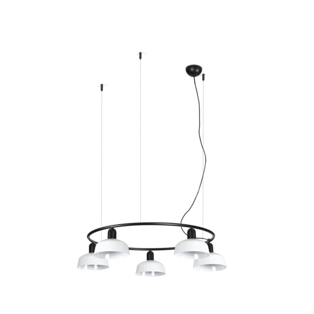 Tatawin Small Pendant Ceiling Light Black, Gloss White 5x E27 - image 1