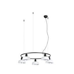 Tatawin Small Pendant Ceiling Light Black, Gloss White 5x E27 - thumbnail 1