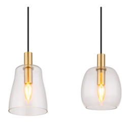 Garri Bar Pendant Ceiling Light Brass-Coloured Clear Glass Shade 4x E14 - thumbnail 5