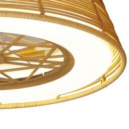 Indonesia Mini 55W LED Dimmable Ceiling Light With Built-In 25W DC Reversible Fan, Beige Rattan, 3800lm, 5yrs Warranty - thumbnail 5
