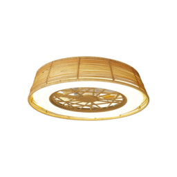 Indonesia Mini 55W LED Dimmable Ceiling Light With Built-In 25W DC Reversible Fan, Beige Rattan, 3800lm, 5yrs Warranty