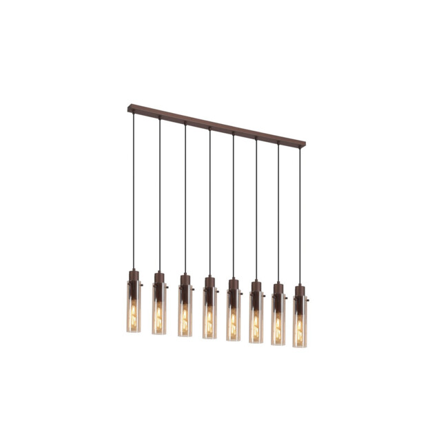 Sweden II 8 Light Bar Celling Pendant Mocha Metal & Amber Glass - image 1