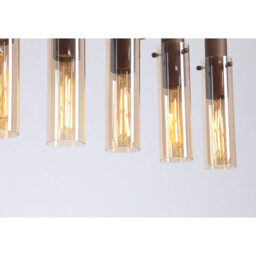 Sweden II 8 Light Bar Celling Pendant Mocha Metal & Amber Glass - thumbnail 3