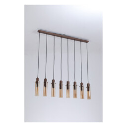 Sweden II 8 Light Bar Celling Pendant Mocha Metal & Amber Glass - thumbnail 2