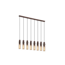 Sweden II 8 Light Bar Celling Pendant Mocha Metal & Amber Glass - thumbnail 1