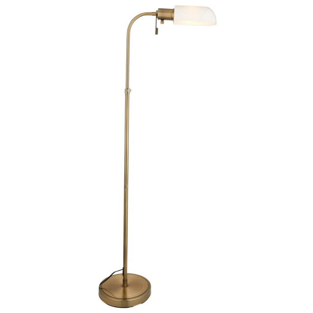 Pharmacy Task Floor Lamp Antique Brass Plate, Opal Glass, 1x E27 - image 1