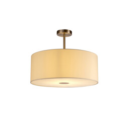 Baymont Satin Nickel E27 Semi Flush With 50cm x 20cm Faux Silk Shade, Ivory Pearl/White Laminate - thumbnail 1