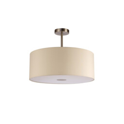 Baymont Satin Nickel E27 Semi Flush With 50cm x 20cm Faux Silk Shade, Ivory Pearl/White Laminate - thumbnail 5