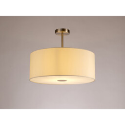 Baymont Satin Nickel E27 Semi Flush With 50cm x 20cm Faux Silk Shade, Ivory Pearl/White Laminate - thumbnail 2