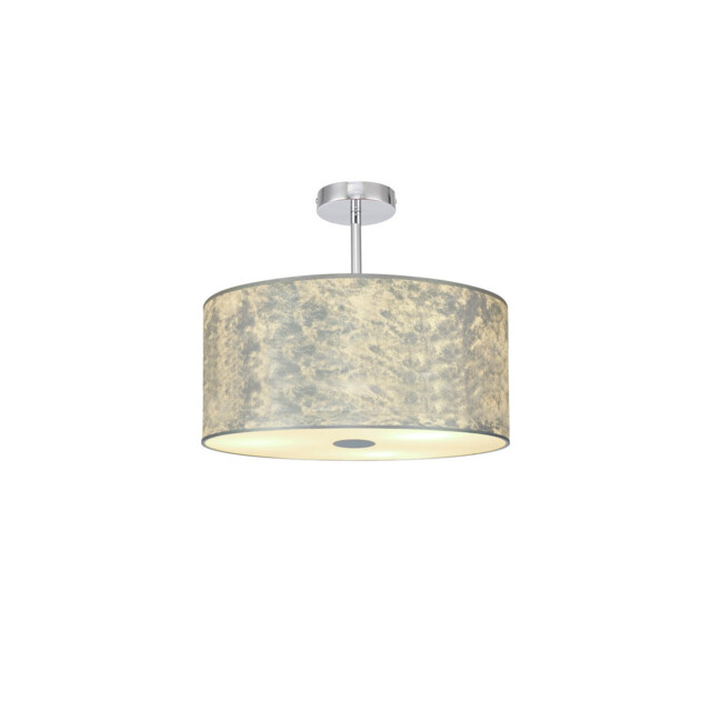 Baymont Polished Chrome E27 Semi Flush Fixture With 40cm x 18cm Silver Leaf Shade - image 1