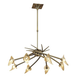 Flavia Telescopic Pendant Round 8 Light G9, Antique Brass - thumbnail 1