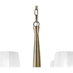 Tiffany Pendant 2 Tier 12+12 Light E14+G9, Antique Brass With White Shades & Clear Crystal - thumbnail 5