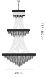 Alexandra Ceiling Pendant Chandelier 3 Tier 29 Light Polished Chrome, Crystal - thumbnail 3