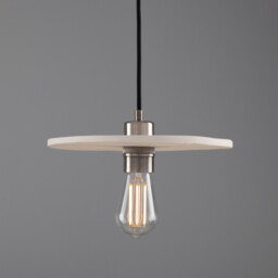 Bog Oak Pendant, Matte White Striped, Antique Silver
