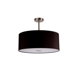 Baymont Satin Nickel E27 Semi Flush With 50cm x 20cm Dual Faux Silk Shade, Black/Green Olive - thumbnail 5