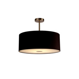Baymont Satin Nickel E27 Semi Flush With 50cm x 20cm Dual Faux Silk Shade, Black/Green Olive - thumbnail 1