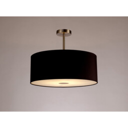 Baymont Satin Nickel E27 Semi Flush With 50cm x 20cm Dual Faux Silk Shade, Black/Green Olive - thumbnail 2