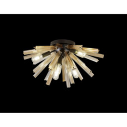 Hornby 6 Light E14, Semi Flush Matt Black, Champagne Gold Glass - thumbnail 3