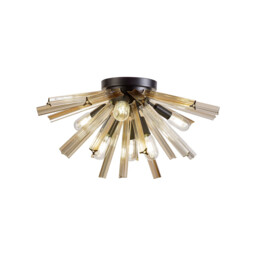 Hornby 6 Light E14, Semi Flush Matt Black, Champagne Gold Glass - thumbnail 1