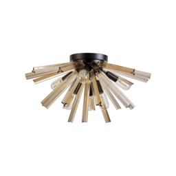 Hornby 6 Light E14, Semi Flush Matt Black, Champagne Gold Glass - thumbnail 5