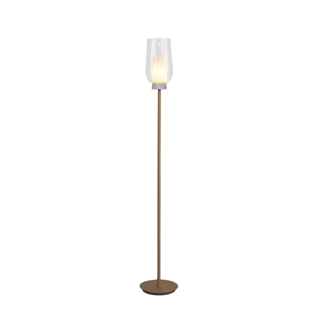 Nora Floor Lamp, 1 Light E27, Gold/White/Clear Glass With Frosted Inner - image 1