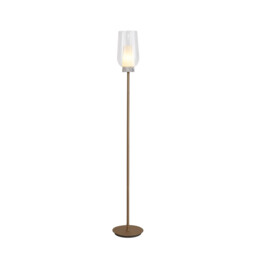 Nora Floor Lamp, 1 Light E27, Gold/White/Clear Glass With Frosted Inner - thumbnail 1