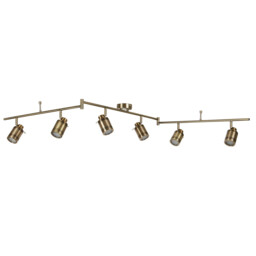 Samson 6 Light Bathroom Ceiling Spotlight Bar Antique Brass IP44, GU10 - thumbnail 2
