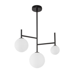 Licato 3 Light Globe Ceiling Light Opal Glass Sandy Black Aluminium LED G9