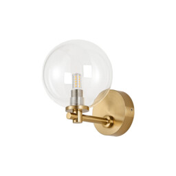 Tivoli Short Arm Wall Light, 1 Light G9, IP44, Brass Gold/Clear Smooth Round Glass - thumbnail 5