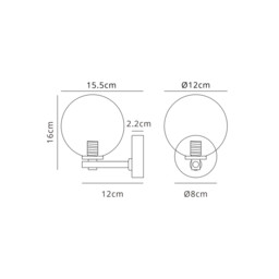 Tivoli Short Arm Wall Light, 1 Light G9, IP44, Brass Gold/Clear Smooth Round Glass - thumbnail 2