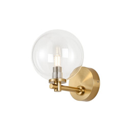 Tivoli Short Arm Wall Light, 1 Light G9, IP44, Brass Gold/Clear Smooth Round Glass - thumbnail 1