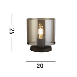 Sweden Table Lamp, Matt Black Metal with Smoked Ombre Glass - thumbnail 5