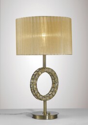 Florence Round Table Lamp with Cream Shade 1 Light Antique Brass, Crystal - thumbnail 5