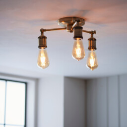 Hal 3 Light Multi Arm Lamp Semi Flush Ceiling Lamp, Antique Brass Plate - thumbnail 5