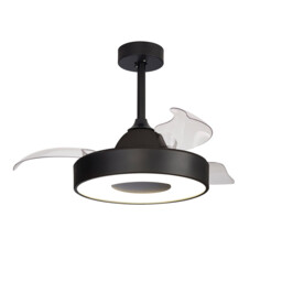 Coin Air 60W LED Dimmable Ceiling Light With Built-In 30W DC Reversible Fan, Remote & APP Control, Black, 3300lm, 5yrs Warranty - thumbnail 1