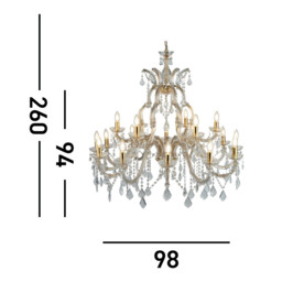 Marie Therese 18 Light Crystal Chandelier Polished Brass Finish, E14 - thumbnail 5