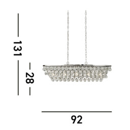 Michelle 5 Light Chrome Oval Ceiling Bar Pendant with Glass Balls - thumbnail 5