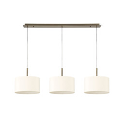 Baymont Antique Brass 3 Light E27 Linear Pendant With 30cm x 17cm Faux Silk Shade, Ivory Pearl/White Laminate - thumbnail 5