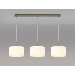 Baymont Antique Brass 3 Light E27 Linear Pendant With 30cm x 17cm Faux Silk Shade, Ivory Pearl/White Laminate - thumbnail 2