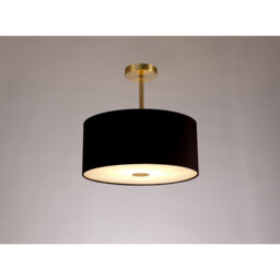 Baymont Antique Brass E27 Semi Flush With 40cm x 18cm Dual Faux Silk Shade, Black/Green Olive - thumbnail 2