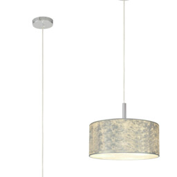 Baymont Polished Chrome 3 Light E27 Single Pendant With 40cm x 18cm Silver Leaf Shade - thumbnail 1