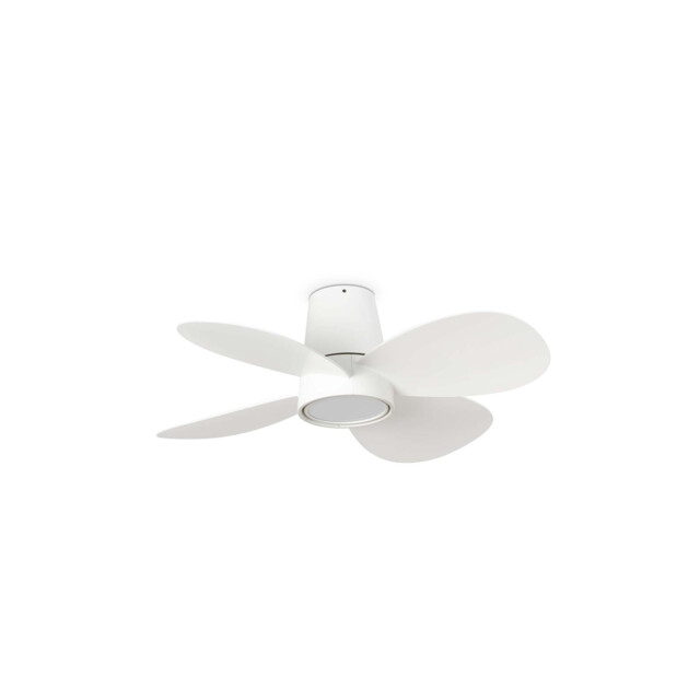 Klover Small 4 Blade Ceiling Fan Matt White with Light 2700 - 4000 - 6000K - image 1